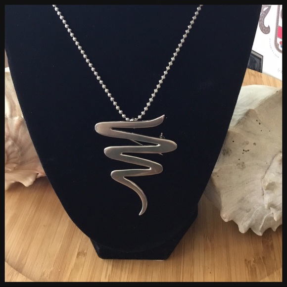 Vintage Mexico Taxco Pendent Brooch Zigzag 2 3/4” - Picture 6 of 7